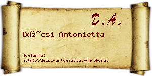 Décsi Antonietta névjegykártya